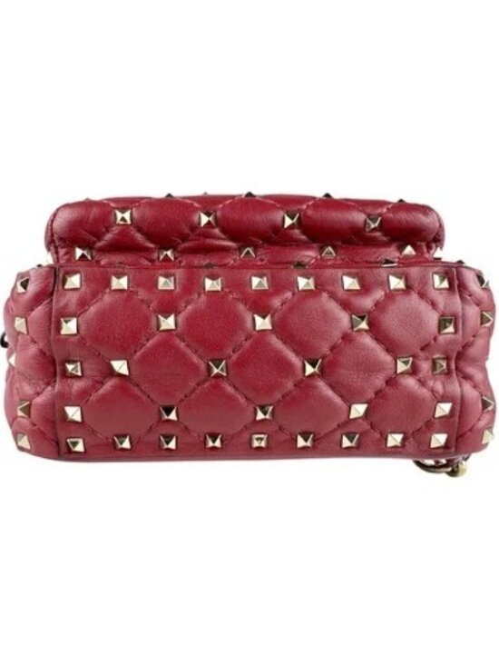 Auth Valentino Garavani Rockstud Backpack Red/Gold Leather/Metal - z9017 main image 8